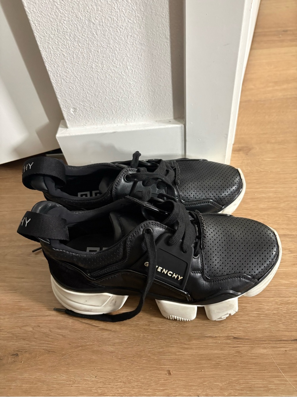 Givenchy Black and White Leather Chunky Sole Sneakers
